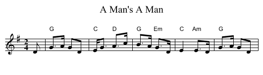 A Man's A Man - staff notation