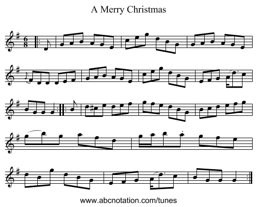 A Merry Christmas - staff notation
