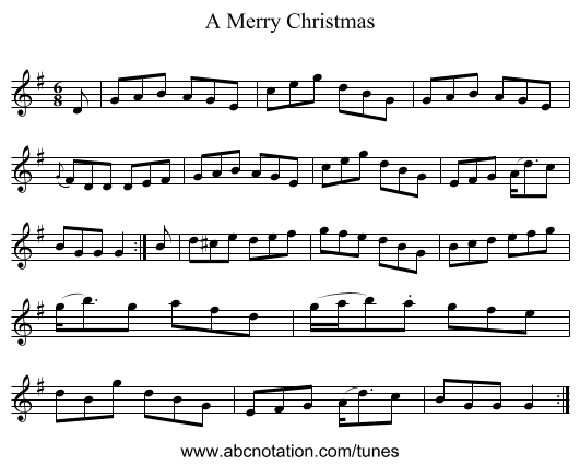 A Merry Christmas - staff notation