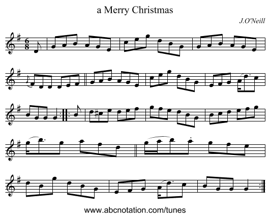 a Merry Christmas - staff notation