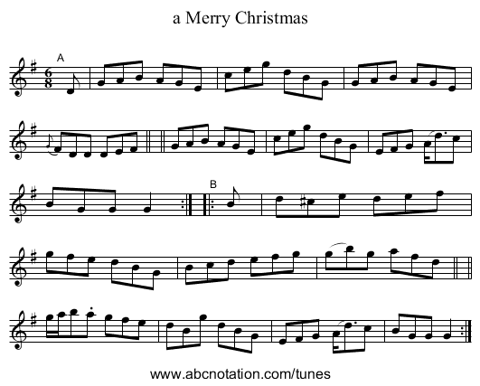 a Merry Christmas - staff notation