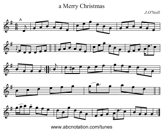 a Merry Christmas - staff notation