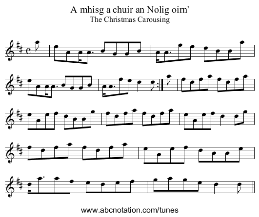 A mhisg a chuir an Nolig oirn' - staff notation