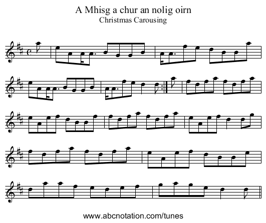 A Mhisg a chur an nolig oirn - staff notation