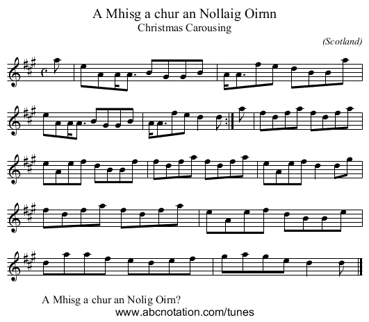 A Mhisg a chur an Nollaig Oirnn - staff notation