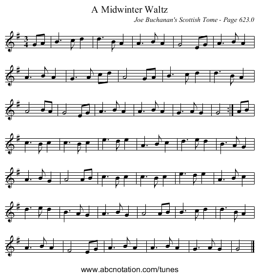 A Midwinter Waltz - staff notation
