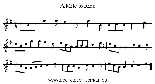 A Mile to Ride - staff notation