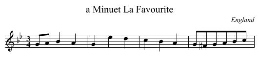a Minuet La Favourite - staff notation