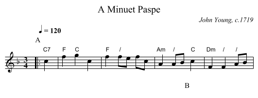 A Minuet Paspe - staff notation