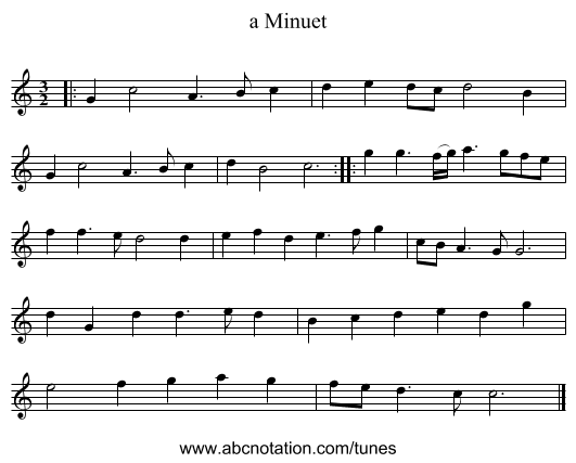 a Minuet - staff notation