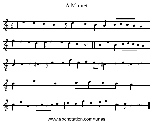 A Minuet - staff notation