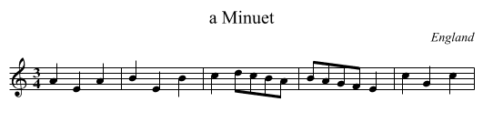 a Minuet - staff notation