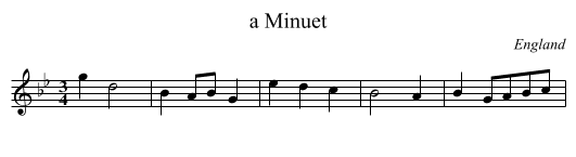 a Minuet - staff notation