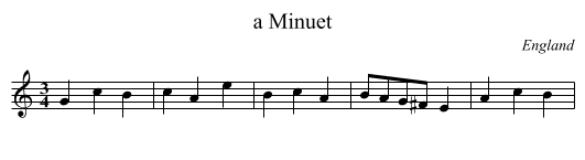 a Minuet - staff notation