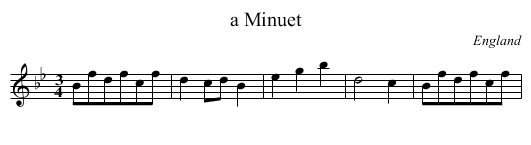 a Minuet - staff notation