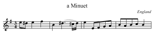 a Minuet - staff notation