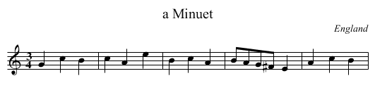 a Minuet - staff notation