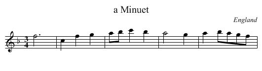 a Minuet - staff notation