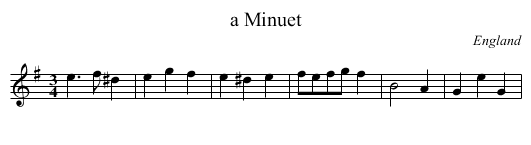 a Minuet - staff notation