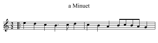 a Minuet - staff notation