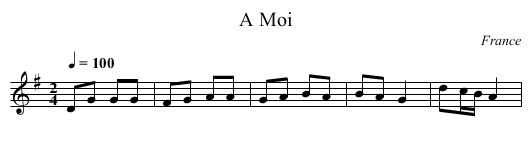 A Moi - staff notation