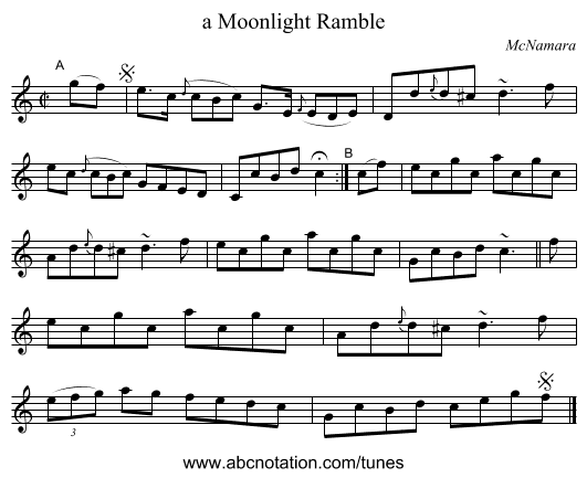 a Moonlight Ramble - staff notation