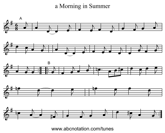 a Morning in Summer - staff notation