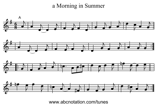 a Morning in Summer - staff notation