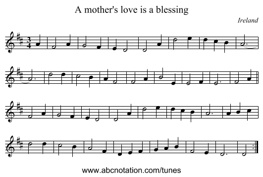 A mother's love is a blessing - staff notation