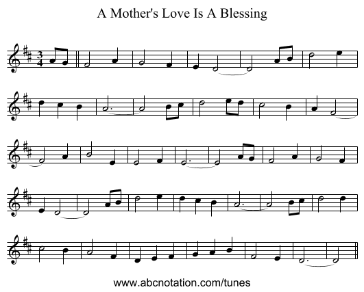 A Mother's Love Is A Blessing - staff notation