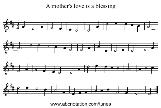 A mother's love is a blessing - staff notation