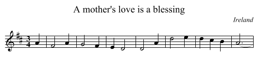 A mother's love is a blessing - staff notation