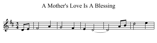 A Mother's Love Is A Blessing - staff notation