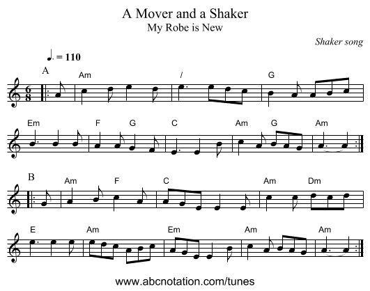 A Mover and a Shaker - staff notation
