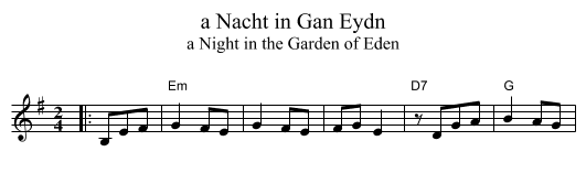 a Nacht in Gan Eydn - staff notation