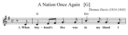 A Nation Once Again   [G] - staff notation