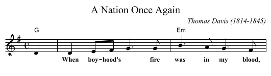 A Nation Once Again - staff notation