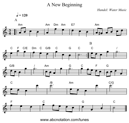 A New Beginning - staff notation