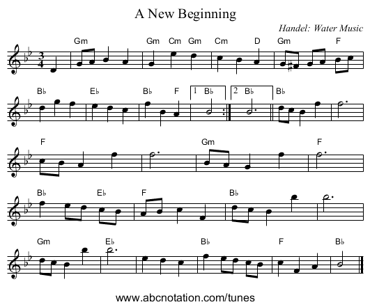 A New Beginning - staff notation