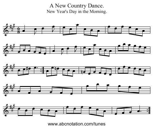 A New Country Dance. - staff notation