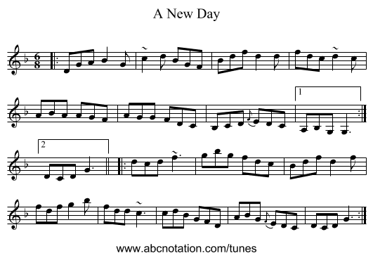 A New Day - staff notation