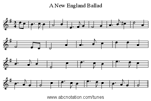A New England Ballad - staff notation