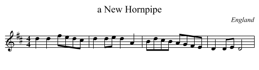 a New Hornpipe - staff notation