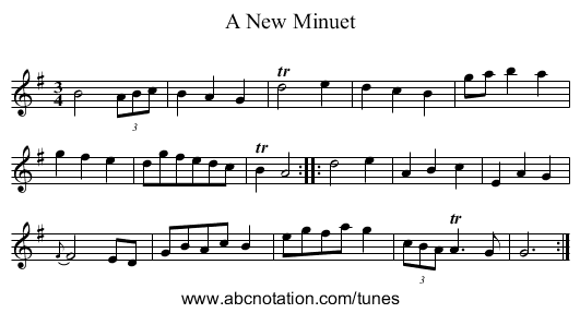 A New Minuet - staff notation