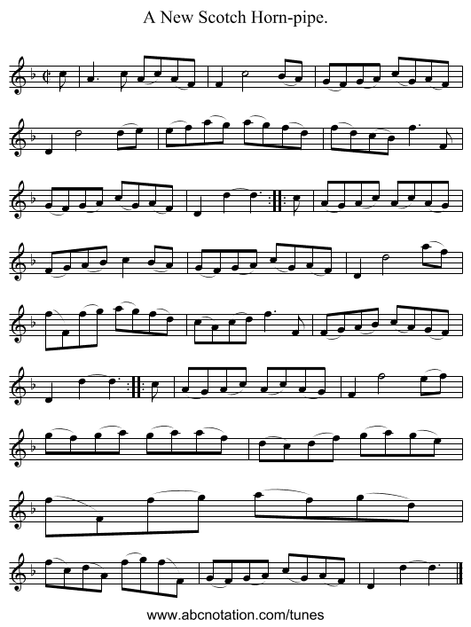 A New Scotch Horn-pipe. - staff notation