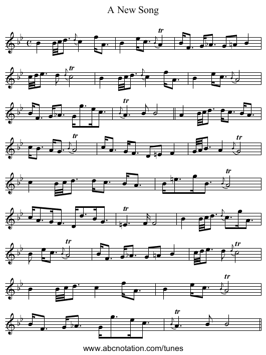 A New Song - staff notation