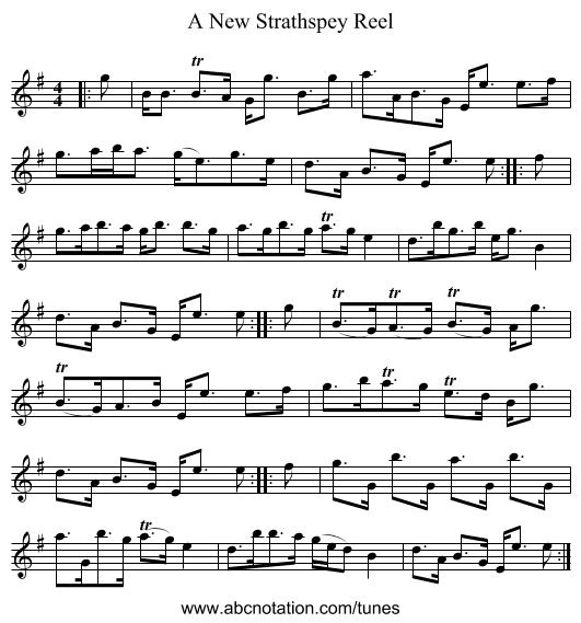A New Strathspey Reel - staff notation