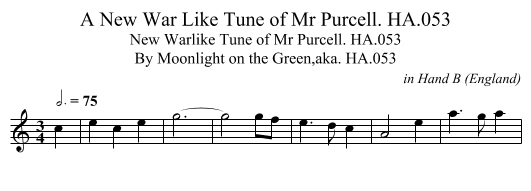 A New War Like Tune of Mr Purcell. HA.053 - staff notation
