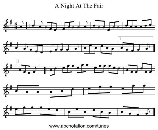 A Night At The Fair - staff notation