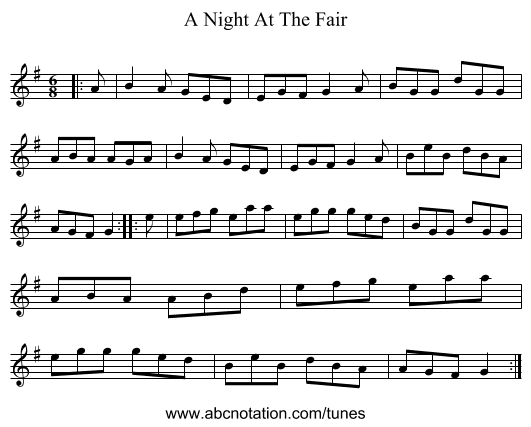 A Night At The Fair - staff notation